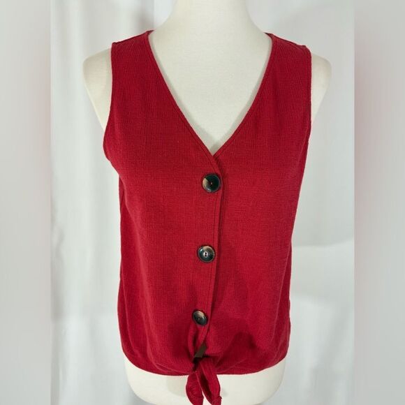 Old Navy Sleeveless Front Tie Red Top - Picture 1 of 5